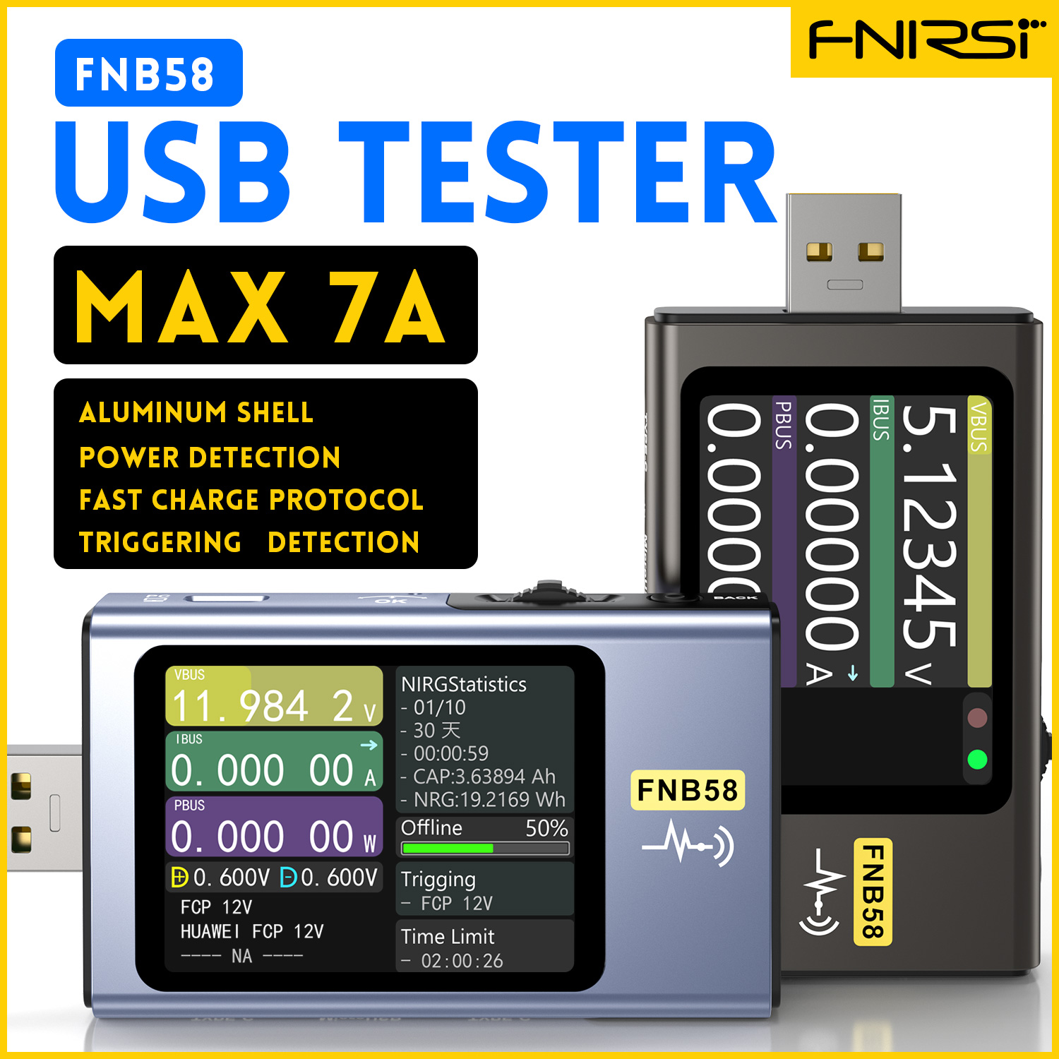 Usb Ammeter Tester - FNIRSI-FNB58 USB voltmetre TYPE-C voltmetre ampermetre